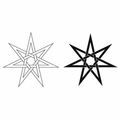 Fototapeta premium Interlaced seven-pointed star icon in solid and outline styles. Perfect for mystical, geometric, elven star, heptagram star, heptagon star, or decorative designs.
