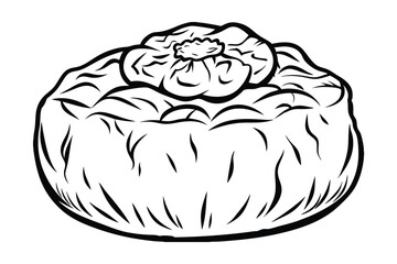 Hand Drawn Dumpling Manti Illustration Isolated Design Element Traditional Food Recipe Preparation Asian Cuisine Culinary Art