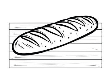 Black And White Loaf Of Bread On A Rustic Wooden Plank Illustration For Culinary Designs