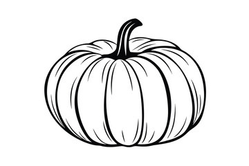 Black And White Pumpkin Illustration Elegant And Simple Design For Autumn Harvest Festival Decorations And Halloween Projects