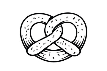 Graphic Pretzel Illustration In Black And White For Food Concepts Or Culinary Projects Bakery Pastry Logo Design