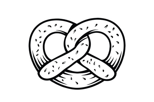 recommend clip art: Graphic Pretzel Illustration In Black And White For Food Concepts Or Culinary Projects Bakery Pastry Logo Design