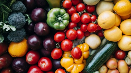 Colorful assortment of fresh fruits and vegetables