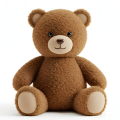 Obraz premium Cozy brown teddy bear sitting upright isolated on white background