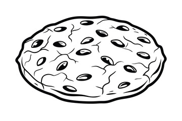 Chocolate Chip Cookie Illustration Monochromatic Sweet Treat Isolated On White Background Bakery Style Delicious Pastry Confection Food Design