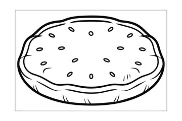 Monochromatic Line Art Of Burger Bun Topping With Seeds Illustration For Coloring Books And Graphic Design Projects