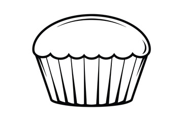 Simple Black And White Cupcake Illustration Sweet Treat Vector Design For Graphic Use And Coloring Pages Minimalist Style