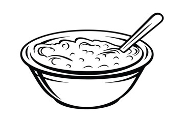 Vector Illustration Of Oatmeal Cereal In A Bowl With A Spoon Ready To Eat Healthy Breakfast