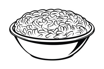 Monochrome Vector Graphic Illustration Of A Bowl Full Of Noodles Ready To Serve As A Pasta Dish