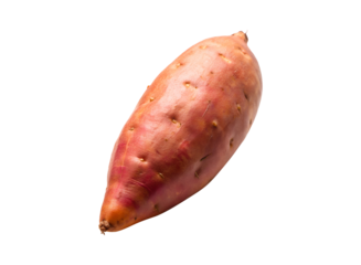 Single Raw Sweet Potato Isolated on White Background Delicious Healthy Vegetable