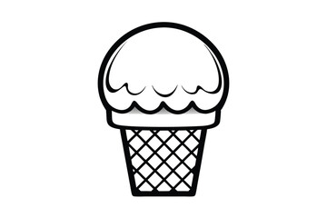 Simple Isolated Ice Cream Cone Black Outline Graphic Vector Illustration For Summer Dessert Designs And Food Themed Projects