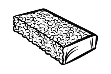 Hand Drawn Illustration Of Rice Cake Snack In Black And White Isolated On A White Background Asian Food