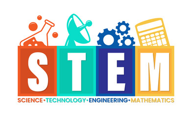 STEM education logo banner background clipart technology engineering mathematics science