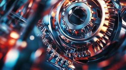 Fototapeta premium Futuristic glowing turbine or mechanical engine core