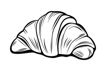 Black And White Croissant Illustration Freshly Baked Pastry Vector Art For Culinary Projects And Designs