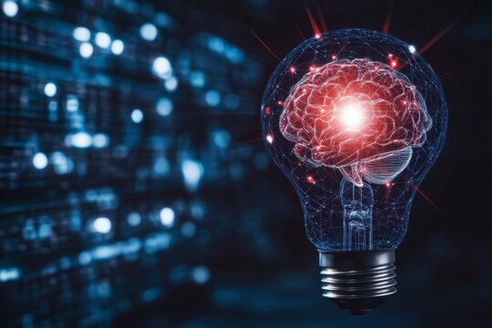 Brain Concept in Light Bulb Showing Innovative Ideas and Creativity
