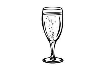 Elegant Champagne Flute Illustration With Bubbles Sparkling Celebration Drink Festive Occasion Graphics Vector Art Design