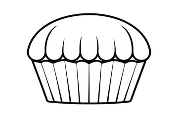 Simple Line Drawing of a Delicious Sweet Cupcake