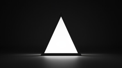 A black and white triangle with a light source at the center.