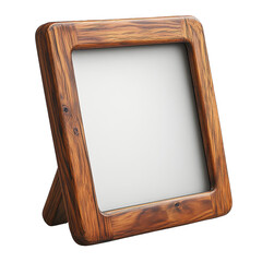 Rustic wooden photo frame blank template for family memories display decor on transparent background