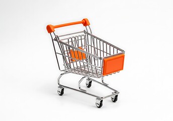 Small shopping cart isolated on white background