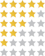 Five stars icon Vector golden gradient: Customers rate the product with five stars, flat icon for apps and websites. Set of different ratings. Vector illustration EPS 10.	

