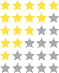 Five stars icon Vector golden gradient: Customers rate the product with five stars, flat icon for apps and websites. Set of different ratings. Vector illustration EPS 10.	
