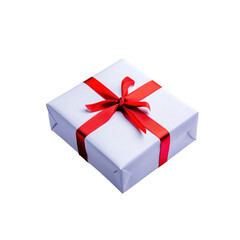 Fototapeta premium White Gift Box with Red Ribbon Bow - Present, Surprise, Celebration