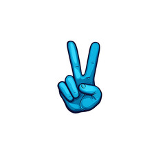 Fototapeta premium Blue hand making a peace sign emoji