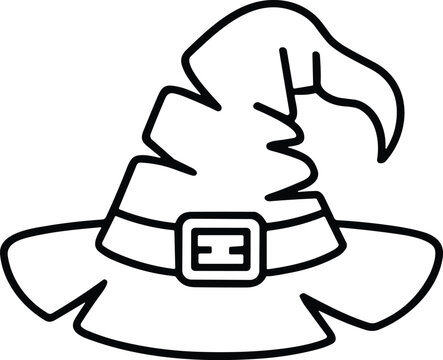 recommend clip art: Witch Hat with Wavy Brim Line Art – Halloween Magic Vector Illustration