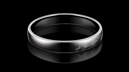 A silver ring with a floral design on the band.