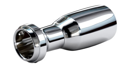 Chrome Car Exhaust Tip: A close-up shot of a sleek, chrome car exhaust tip, showcasing its polished finish and design details.