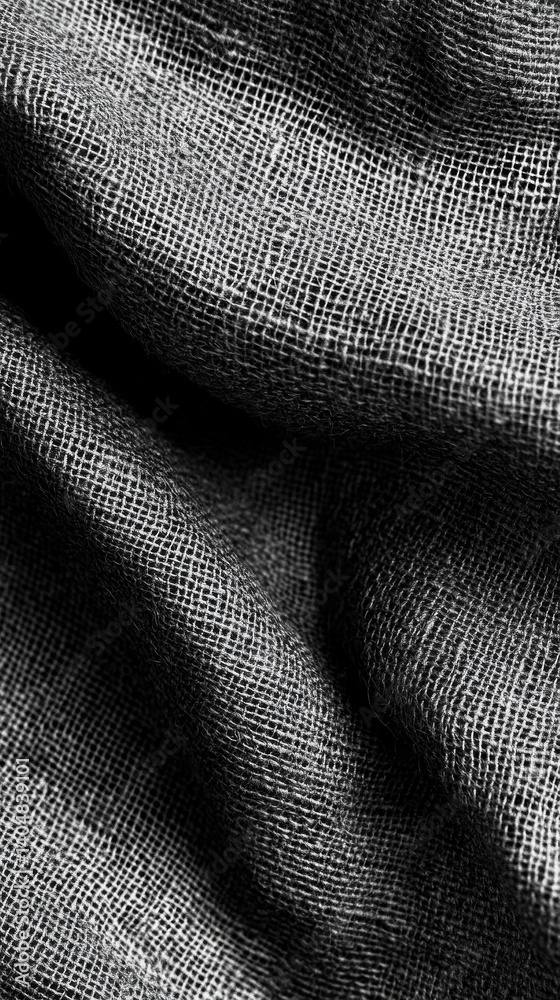 Poster Abstract Monochromatic Gray Burlap Texture with Subtle Folds, Neutral Background for Graphic Design and Artistic Applications