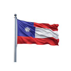 Waving Flag of Taiwan on a Flagpole Against aTransparent background