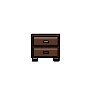 recommend clip art: Two-Drawer Wooden Nightstand Icon - Simple and Modern Furniture Illustration