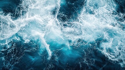 Fototapeta premium Ocean Waves: A Captivating Aerial View of Turquoise Waters and Whitecaps