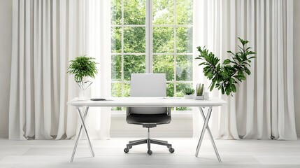 Sleek Office Minimalism: Sunlit Workspace with Design Aesthetics Design
