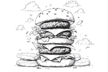 Burger Sketch, Sky Background