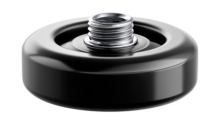 Mechanical Fastener Closeup: A close-up studio shot presents a sleek, metallic mechanical fastener. Its strong threaded design signifies industrial precision.