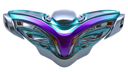 Motorcycle Fairing: Iridescent Teal and Purple Motorcycle Front Fairing.