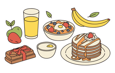 set of cakes and desserts