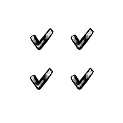 Hand-Drawn Checkmarks  Four Textured White Check Marks onTransparent background