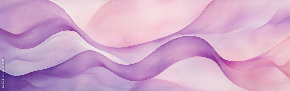 Poster abstract pencil strokes design with translucent ribbons in flowing patterns and pastel pink and purp