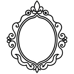 Minimalist Damask Wall Mirror Vector Illustration – Elegant, Decorative, Vintage, Classic, Home, Interior