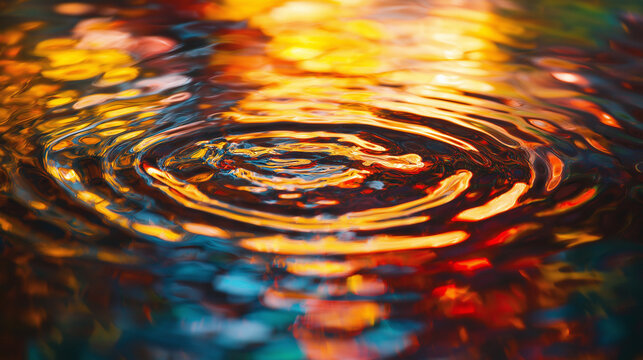 A refined visual narrative portraying vibrant orange drop ripples: a mesmerizing macro photography of watery reflections.