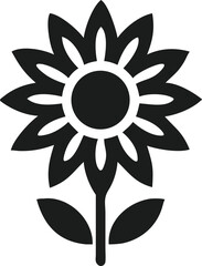 Fototapeta premium Stylized Sunflower Icon Black, Simple, Floral, Botanical, Nature