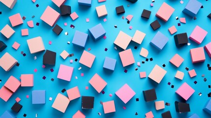 Obraz premium Abstract 3D cubes in pink and blue on modern background