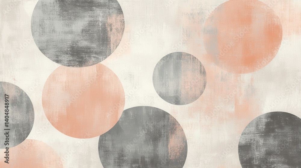 Aufkleber elegant pencil strokes backdrop with circular forms, gray and peach watercolor texture in modern abs