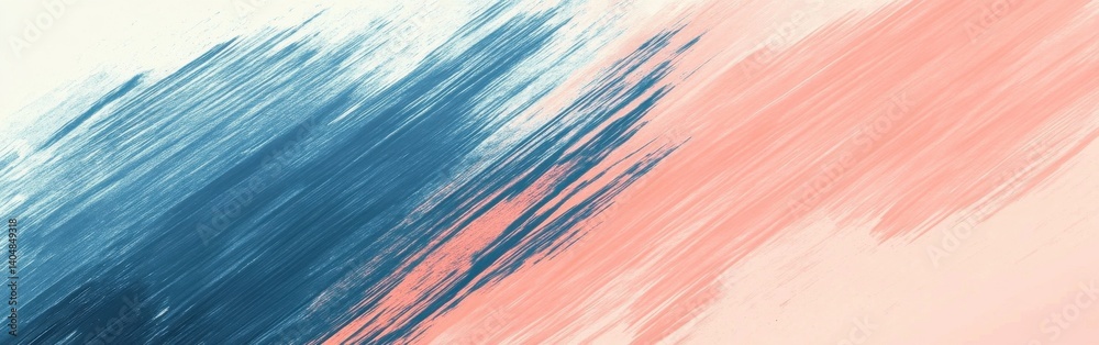 Poster Minimalist abstract background with blue and peach pencil strokes creating a smooth gradient transition