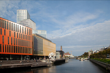 Swedish Cityscape : Malmo's Blurred Crowds and Moving Clouds